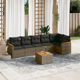 vidaXL 6-delige Loungeset met kussens poly rattan zwart