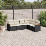 vidaXL 6-Piece Lounge Set with Cushions Poly Rattan Black
