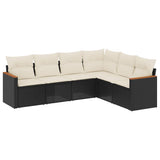 vidaXL 6-Piece Lounge Set with Cushions Poly Rattan Black