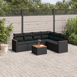 vidaXL 6-Piece Lounge Set with Cushions Poly Rattan Black