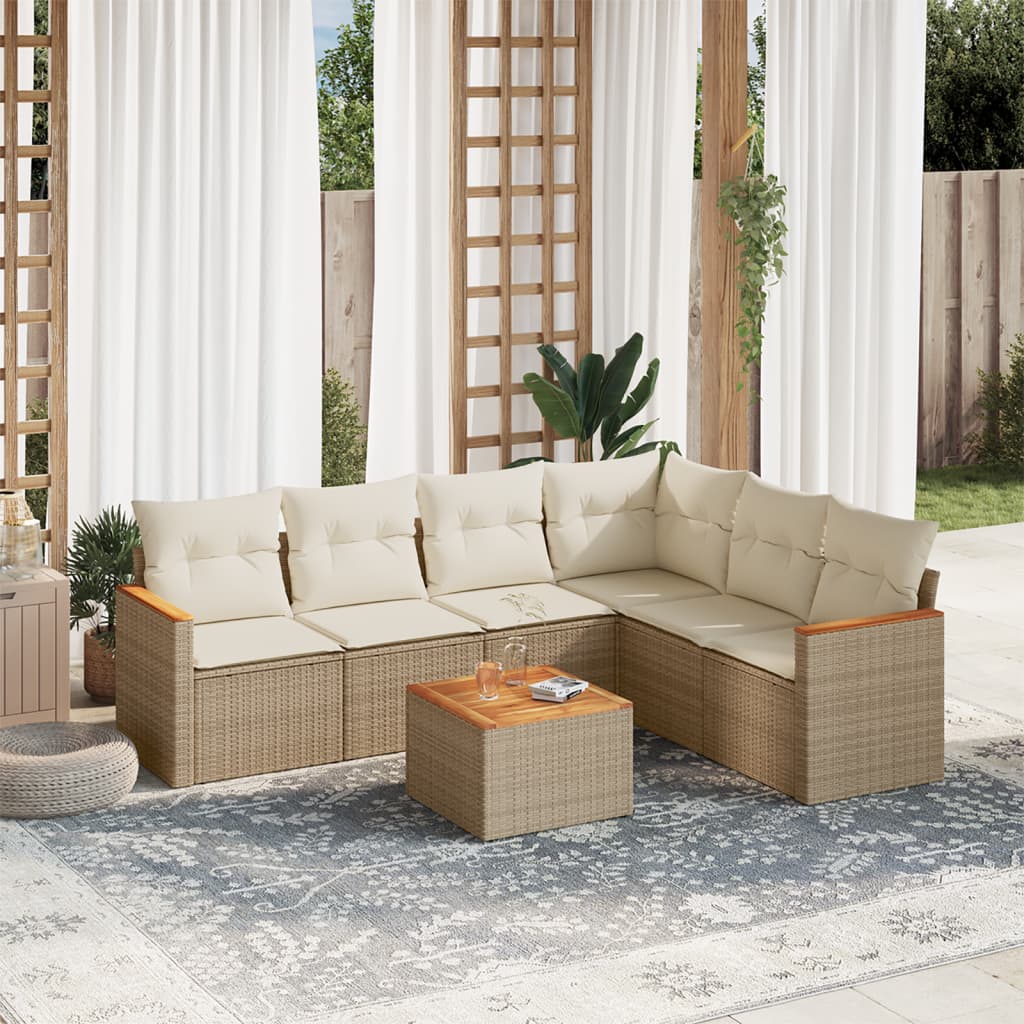 vidaXL 6-Piece Lounge Set with Cushions Poly Rattan Black