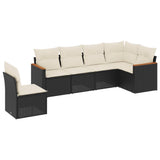 vidaXL 6-delige Loungeset met kussens poly rattan zwart