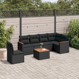 vidaXL 6-delige Loungeset met kussens poly rattan zwart