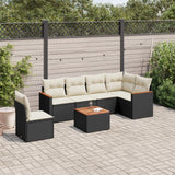 vidaXL 6-delige Loungeset met kussens poly rattan zwart
