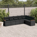 vidaXL 7-Piece Lounge Set with Cushions Poly Rattan Black