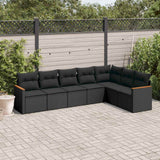 vidaXL 7-Piece Lounge Set with Cushions Poly Rattan Black