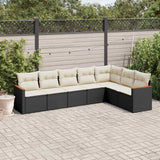 vidaXL 7-Piece Lounge Set with Cushions Poly Rattan Black
