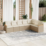 vidaXL 7-Piece Lounge Set with Cushions Poly Rattan Black