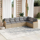vidaXL 7-Piece Lounge Set with Cushions Poly Rattan Black