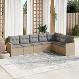 vidaXL 7-Piece Lounge Set with Cushions Poly Rattan Black