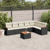 vidaXL 7-Piece Lounge Set with Cushions Poly Rattan Black