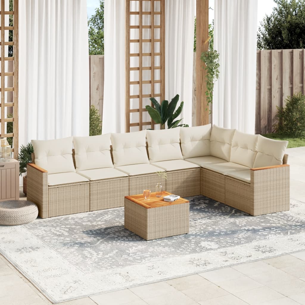 vidaXL 7-Piece Lounge Set with Cushions Poly Rattan Black