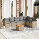 vidaXL 7-Piece Lounge Set with Cushions Poly Rattan Black