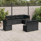 vidaXL 8-delige Loungeset met kussens poly rattan zwart