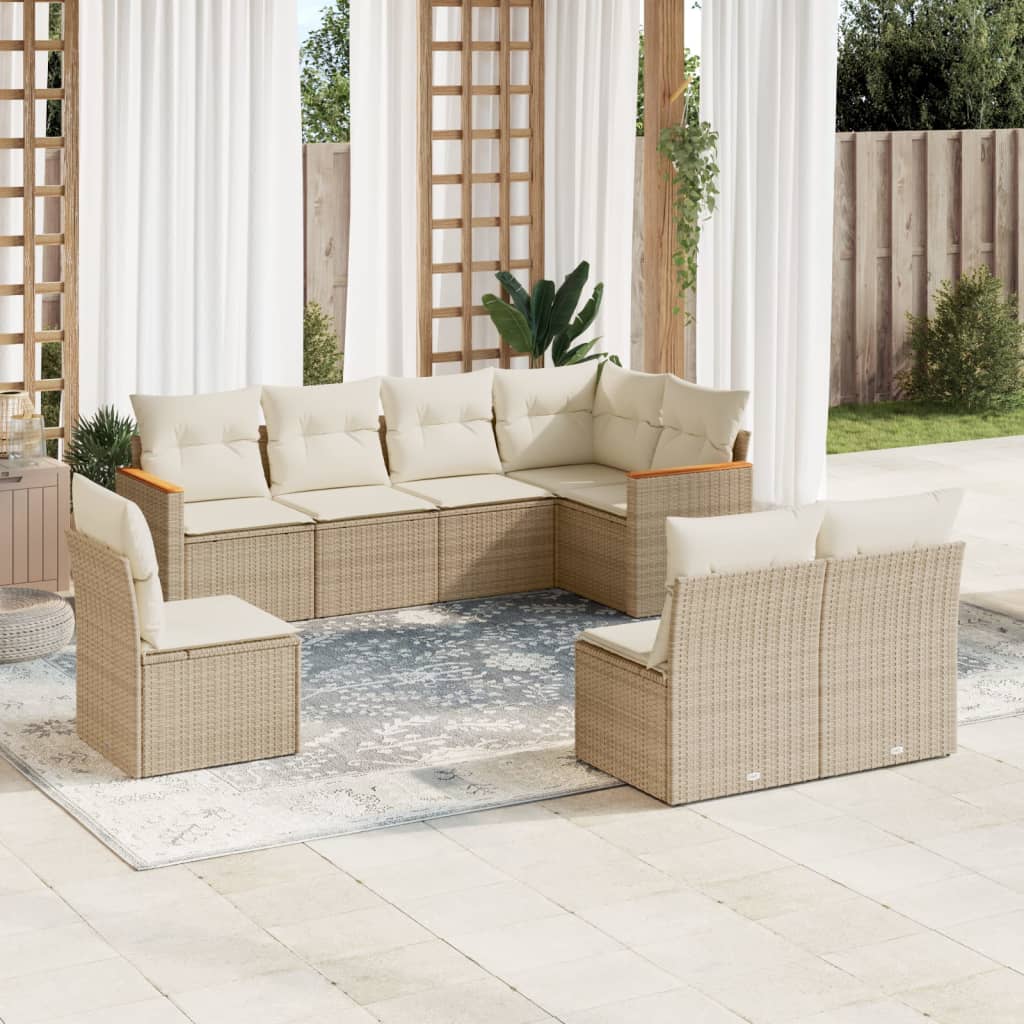 vidaXL 8-delige Loungeset met kussens poly rattan zwart