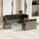 vidaXL 8-delige Loungeset met kussens poly rattan zwart