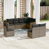 vidaXL 8-delige Loungeset met kussens poly rattan zwart