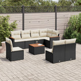 vidaXL 8-delige Loungeset met kussens poly rattan zwart
