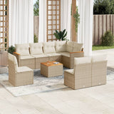 vidaXL 8-delige Loungeset met kussens poly rattan zwart