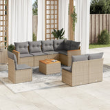 vidaXL 8-delige Loungeset met kussens poly rattan zwart