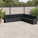 vidaXL 9-piece Poly Rattan Lounge Set with Cushions Black