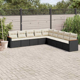 vidaXL 9-piece Poly Rattan Lounge Set with Cushions Black