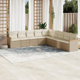 vidaXL 9-piece Poly Rattan Lounge Set with Cushions Black