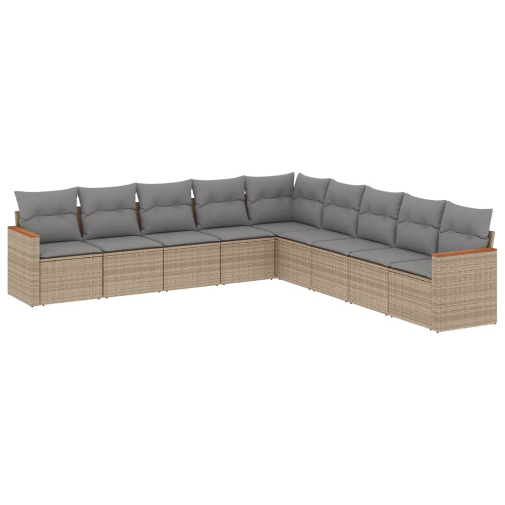 vidaXL 9-piece Poly Rattan Lounge Set with Cushions Black