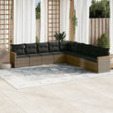 vidaXL 9-piece Poly Rattan Lounge Set with Cushions Black