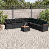vidaXL 9-piece Poly Rattan Lounge Set with Cushions Black