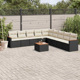 vidaXL 9-piece Poly Rattan Lounge Set with Cushions Black