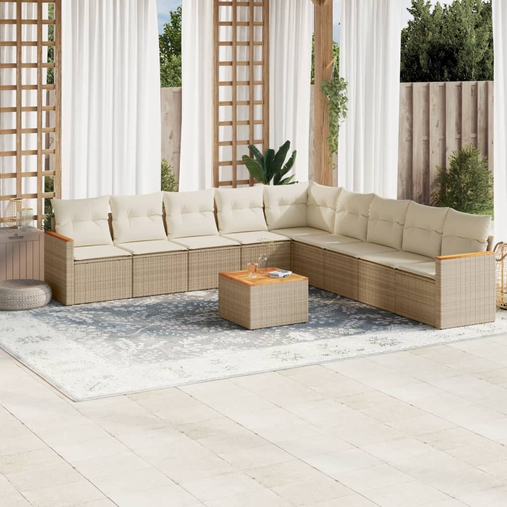 vidaXL 9-piece Poly Rattan Lounge Set with Cushions Black