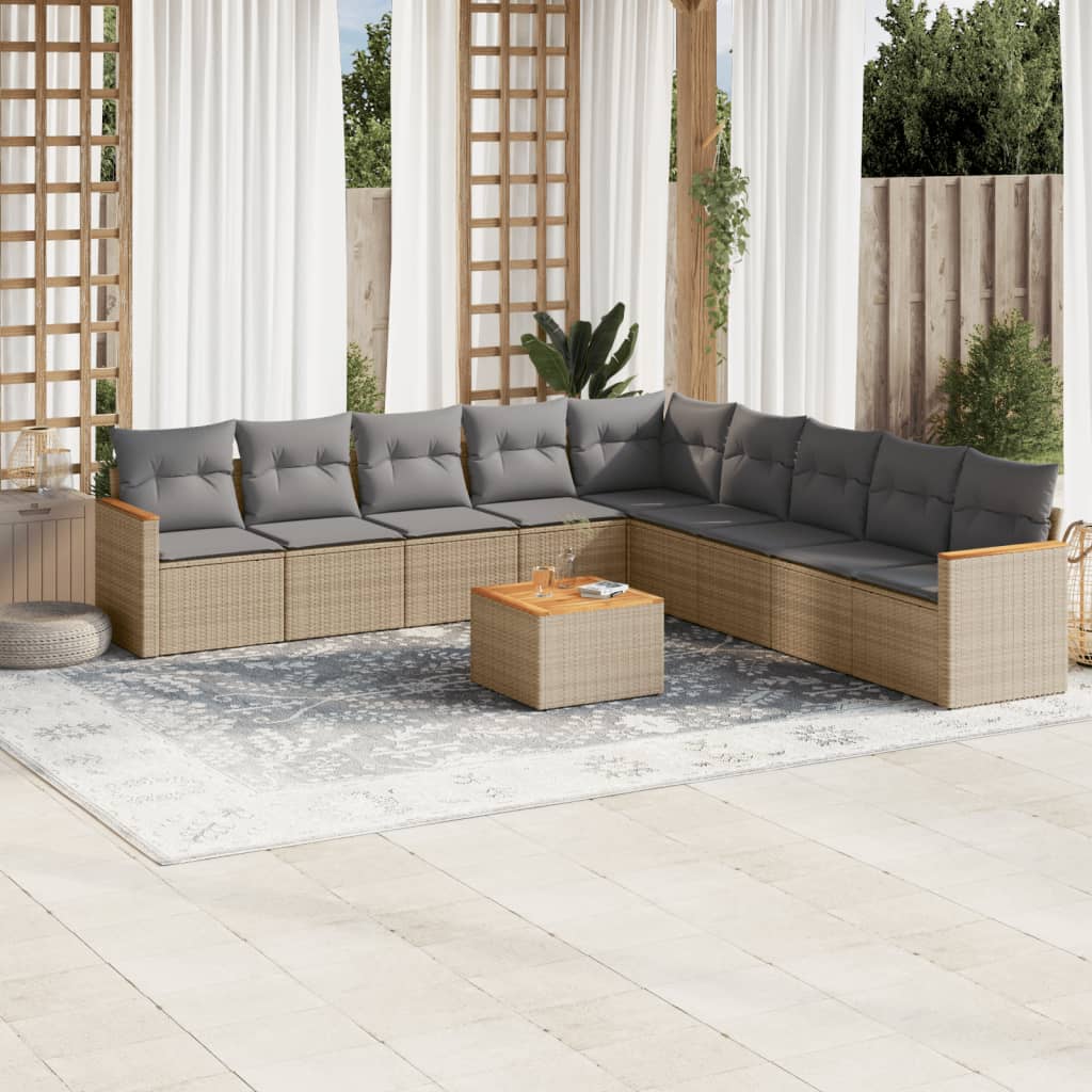 vidaXL 9-piece Poly Rattan Lounge Set with Cushions Black