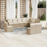 vidaXL 10-delige Loungeset met kussens poly rattan zwart