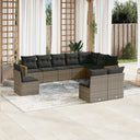vidaXL 10-delige Loungeset met kussens poly rattan zwart
