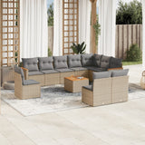 vidaXL 10-delige Loungeset met kussens poly rattan zwart