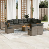 vidaXL 10-delige Loungeset met kussens poly rattan zwart