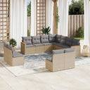 vidaXL 11-delige Loungeset met kussens poly rattan zwart