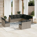 vidaXL 11-delige Loungeset met kussens poly rattan zwart