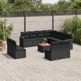 vidaXL 11-delige Loungeset met kussens poly rattan zwart