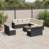 vidaXL 11-delige Loungeset met kussens poly rattan zwart