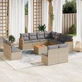 vidaXL 11-delige Loungeset met kussens poly rattan zwart