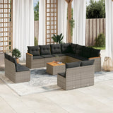 vidaXL 11-delige Loungeset met kussens poly rattan zwart