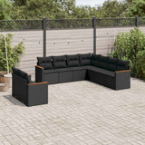 vidaXL 9-piece Lounge Set with Cushions Poly Rattan Black