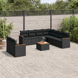 vidaXL 9-piece Lounge Set with Cushions Poly Rattan Black