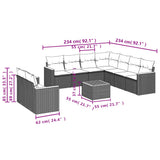 vidaXL 9-piece Lounge Set with Cushions Poly Rattan Black