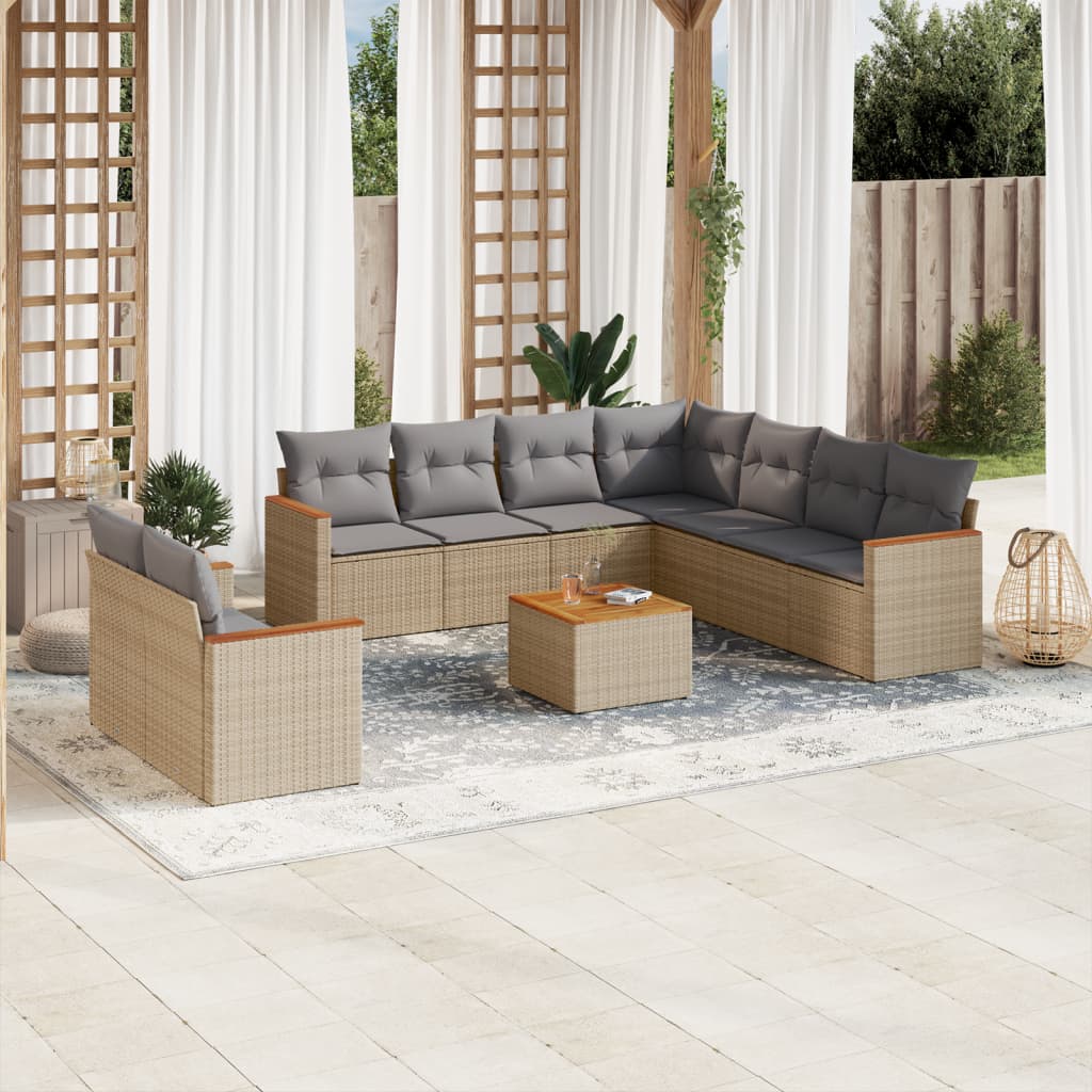 vidaXL 9-piece Lounge Set with Cushions Poly Rattan Black