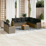 vidaXL 9-piece Lounge Set with Cushions Poly Rattan Black