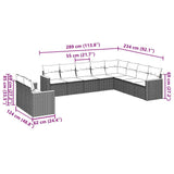 vidaXL 10-delige Loungeset met kussens poly rattan zwart