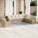 vidaXL 10-delige Loungeset met kussens poly rattan zwart